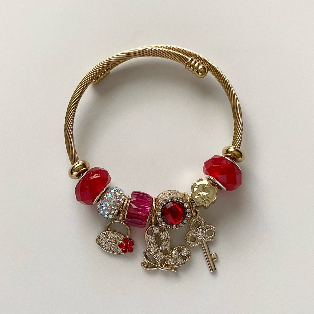 Gold Plated  Hanging Charm Openable Bracelet